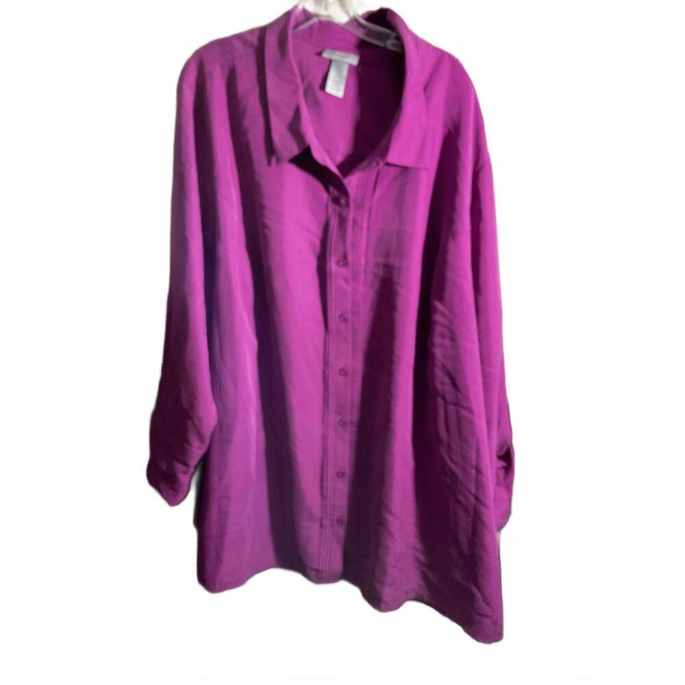 Catherine's Plus Size Button-Up Shirt - Vibrant Purple 4X